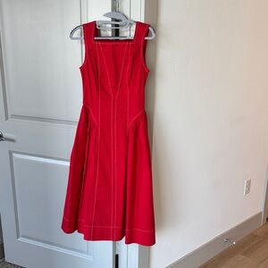 Anthropologie Vibrant Red Midi Dress